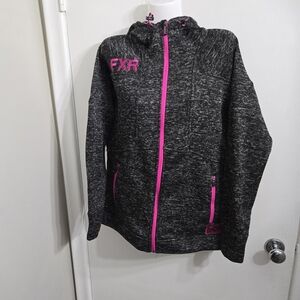 43.) Black and Pink FXR Hoodie Size L